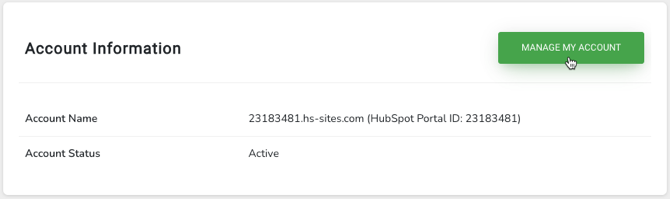the VLOOKUP account status with the MANAGE MY ACCOUNT button
