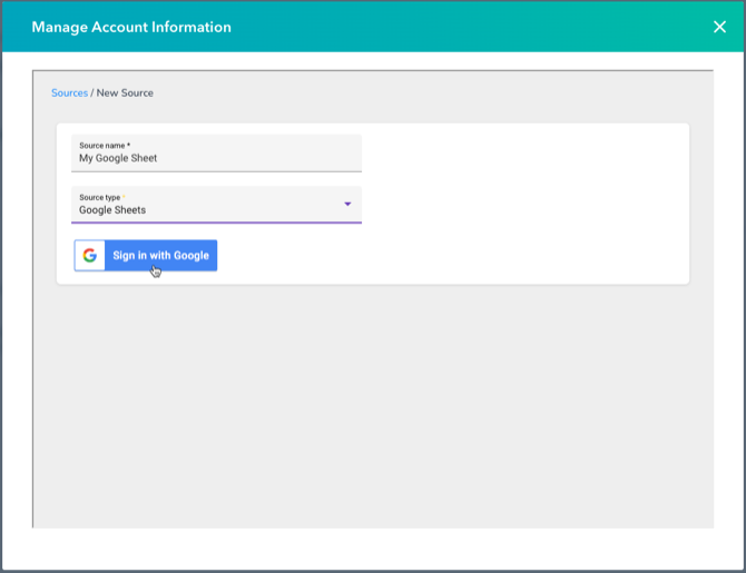 the VLOOKUP prompt with the Sign In with Google button