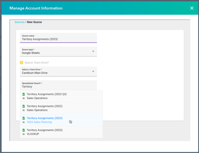 the spreadsheet search box with the Search Shared Drive option and matching results